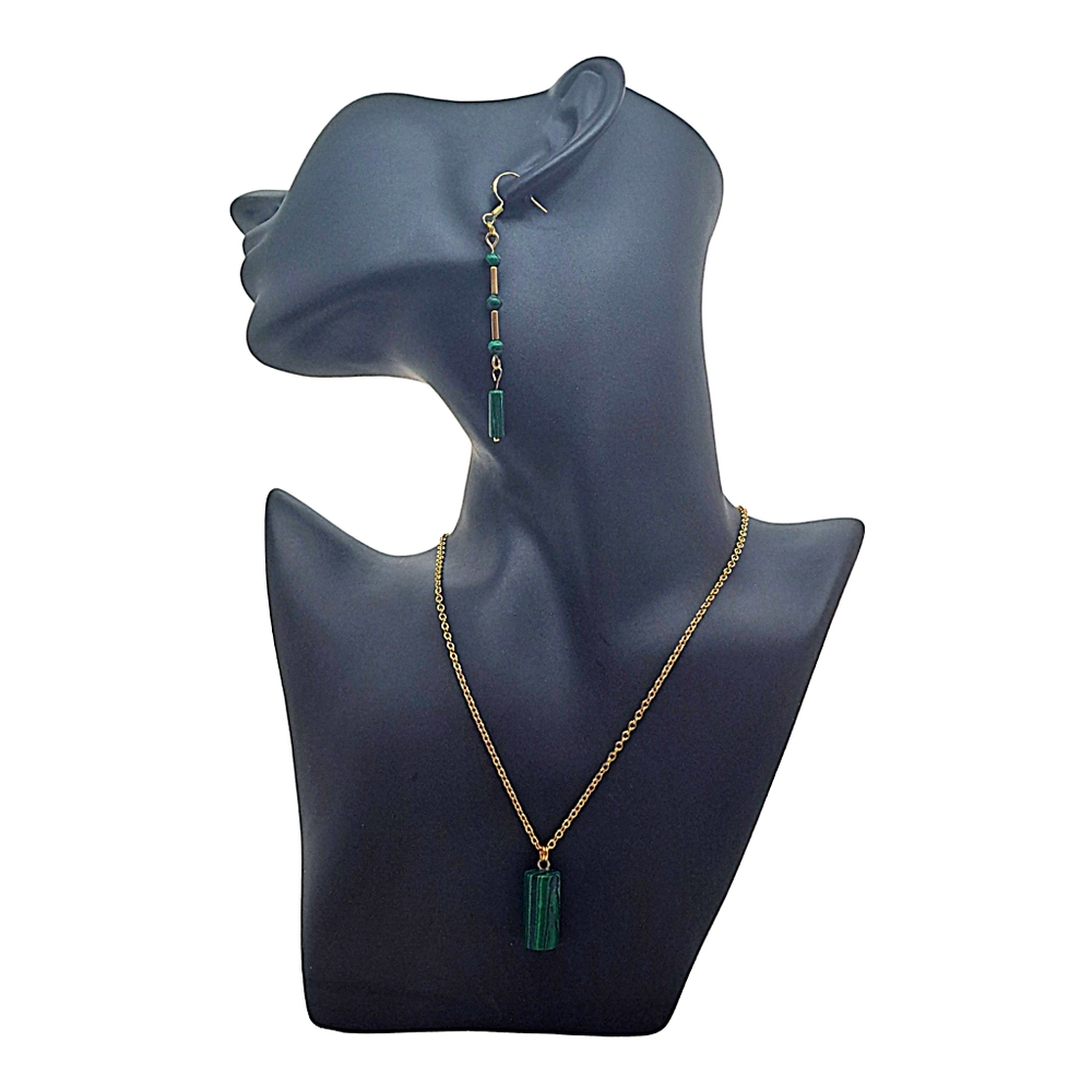 Womens Malachite Barrel Pendant Jewelry Set by Exoticfashionjewelry